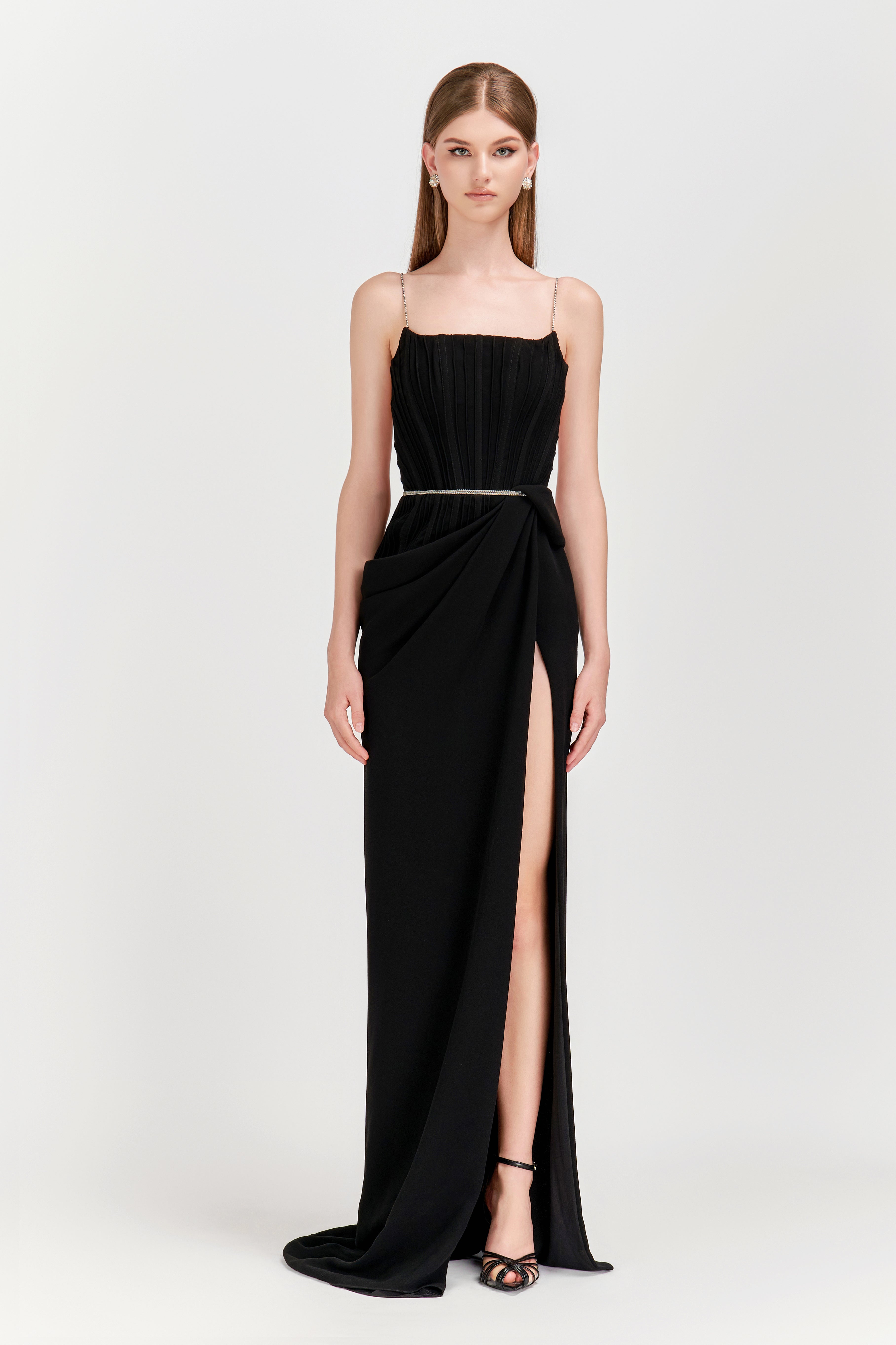 Hadley evening crepe dress