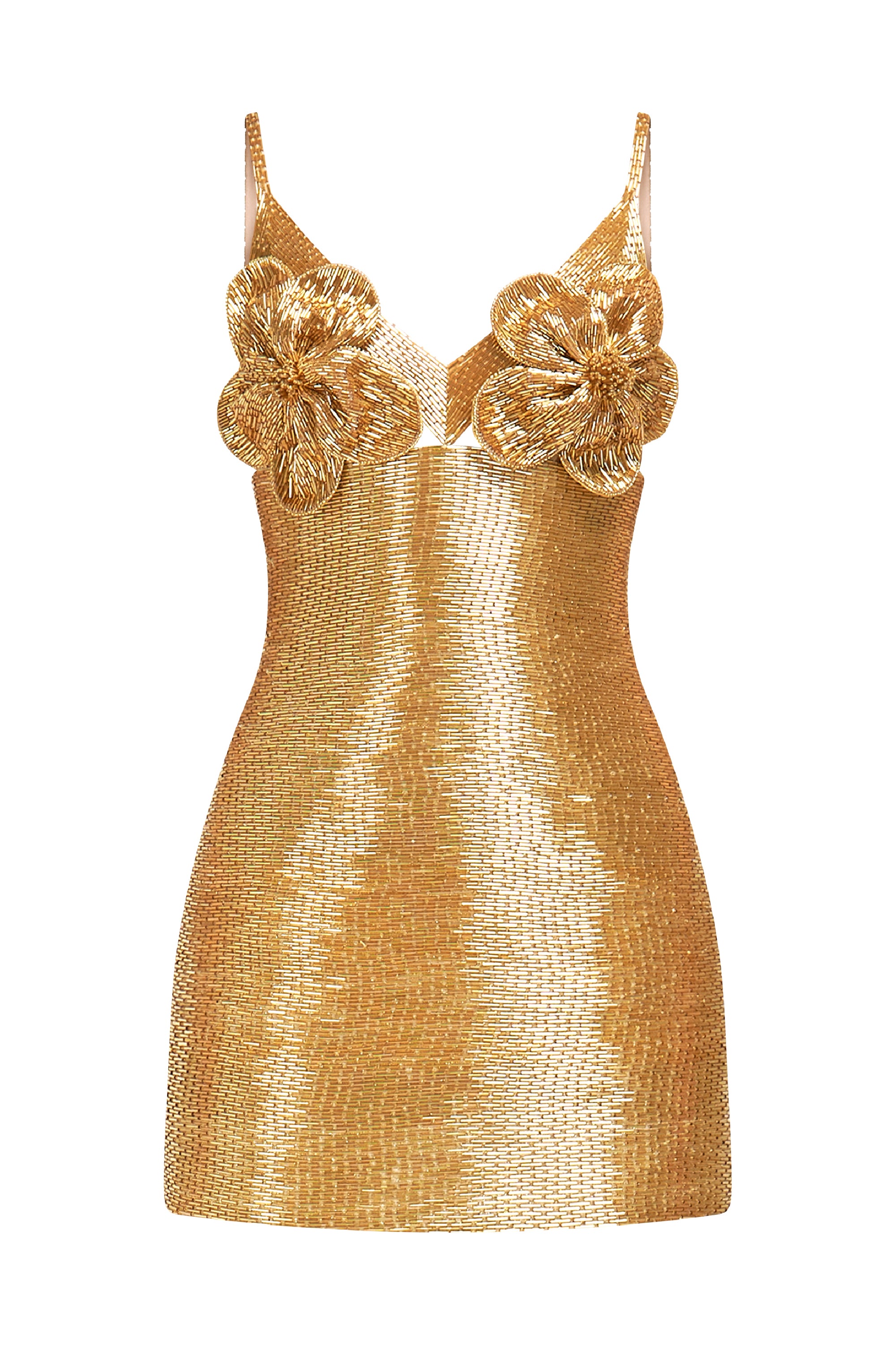 Golden Floral Mini Dress
