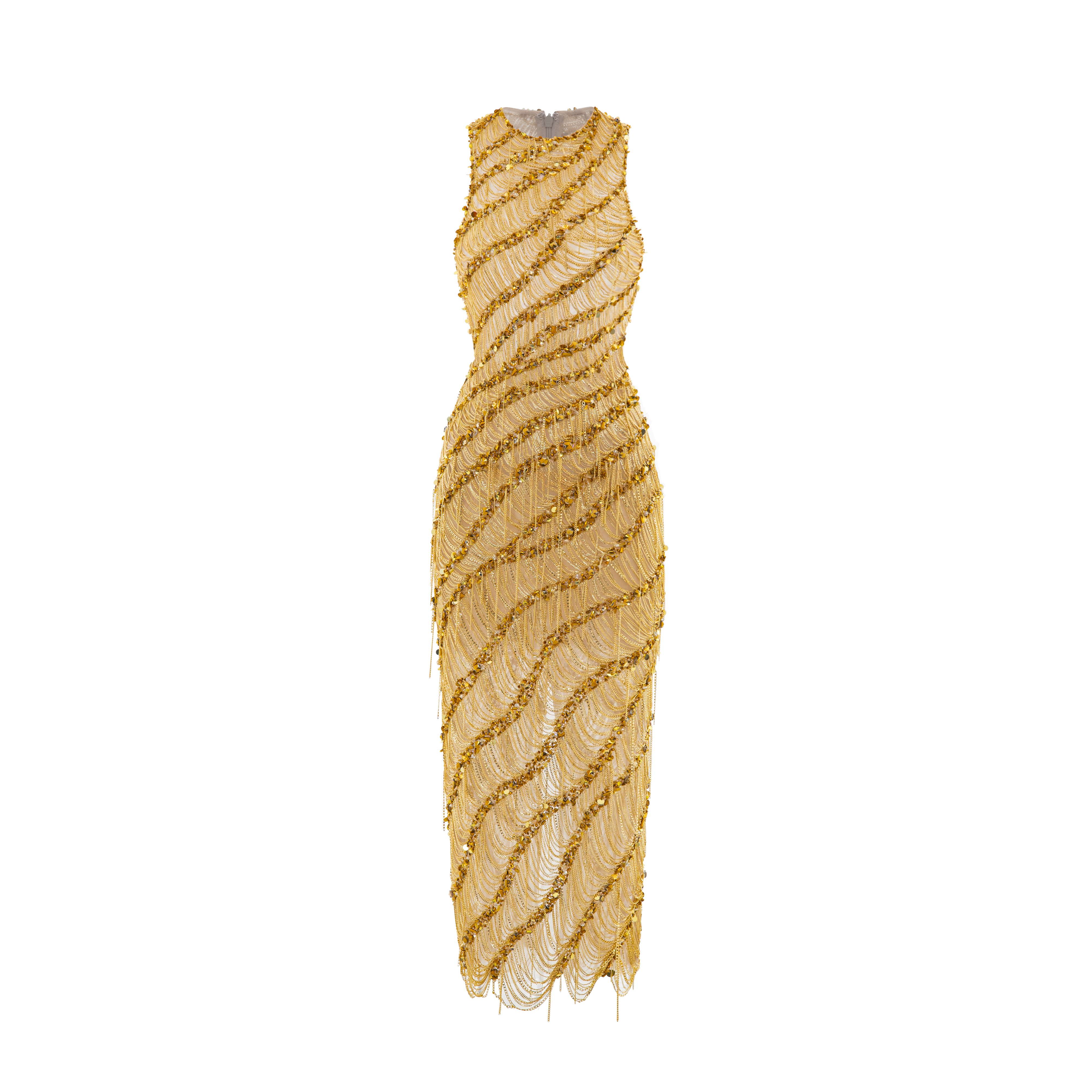 Golden Radiance Midi Dress